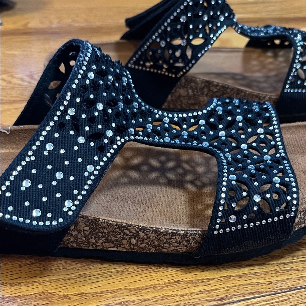 Black Rhinestone Sandals - Picture 3 of 4